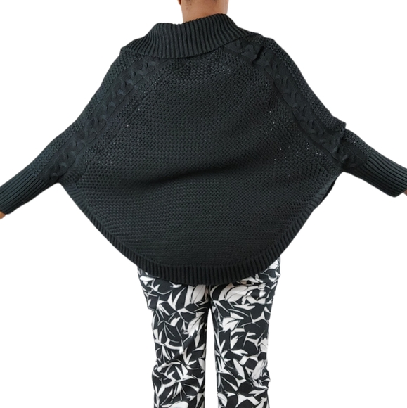 UGG Black Maribeth Cocoon Cape Ribbed Cable Knit Cardigan - Picture 5 of 12